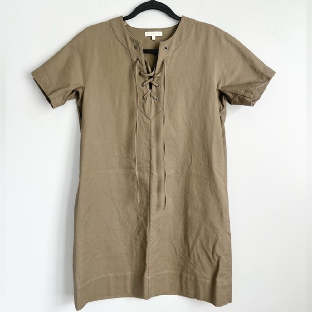 ANN MASHBURN Size S • Light Brown Short Sleeve Mini Dress.